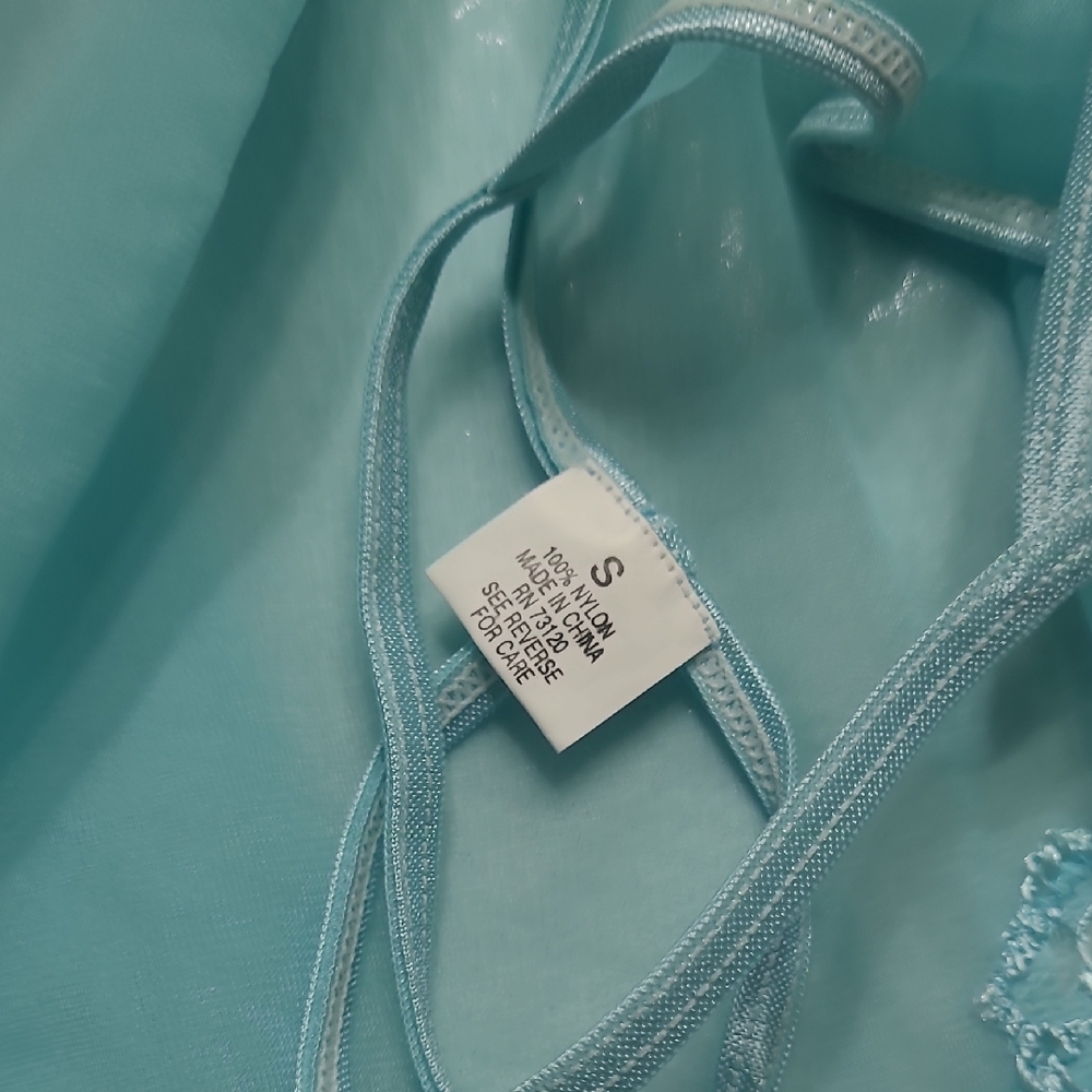 Frederick's of Hollywood Aqua Lace Chemise With Thong, Size Small - Picture 6 of 8